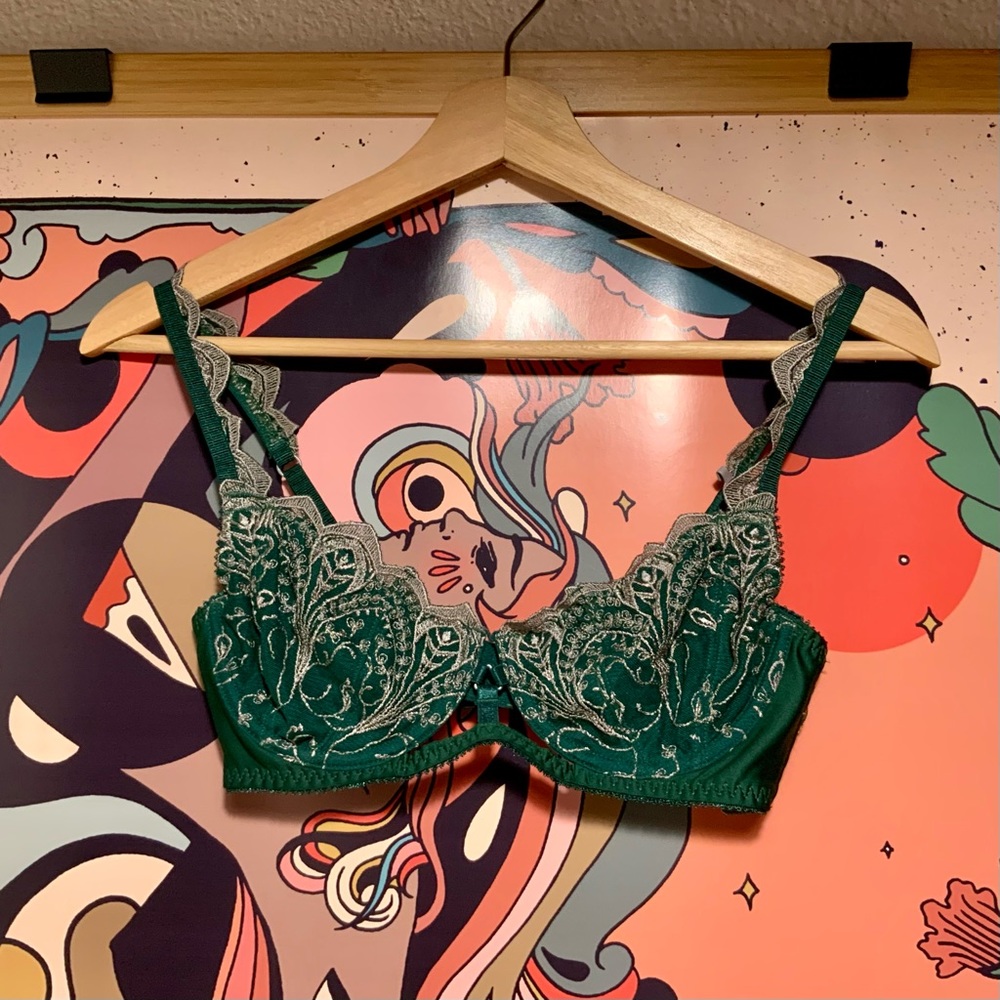 Intimately Free People Lace Unlined Bra, Green - 32C